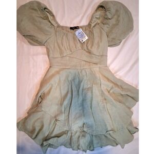 Mary & Mo Sage Green Puff Sleeve Skort Dress Size S NWT